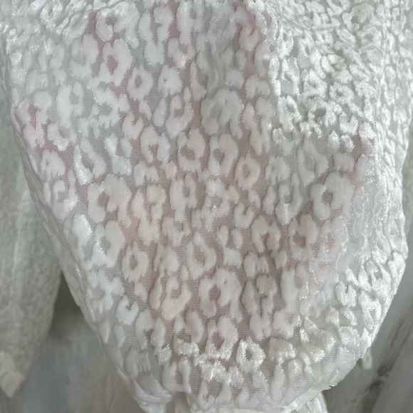 The Kooples White Sheer Velvet Button Top Blouse Flock Leo size S NWT $258 - Picture 8 of 11